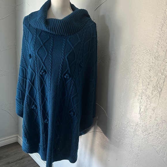 Talbots Sweaters - Talbots Deep Blue Knit Poncho